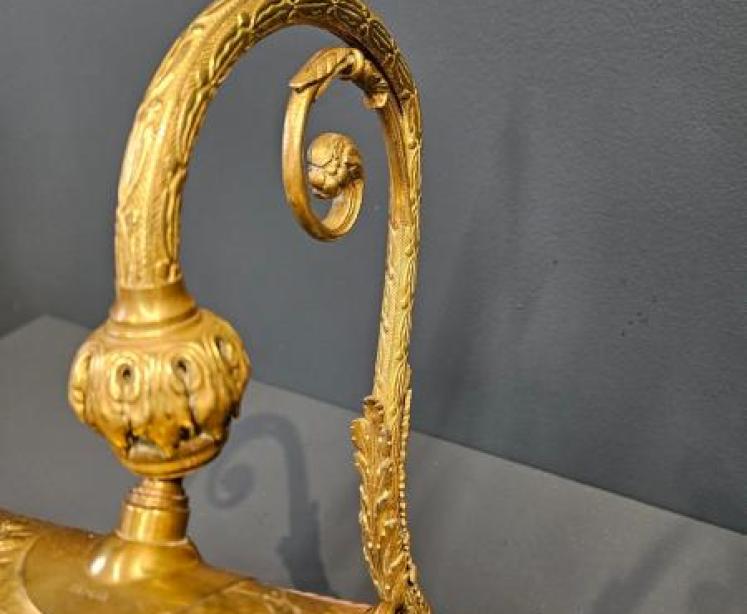 Edwardian Gilt Brass Desk Lamp - Image 6