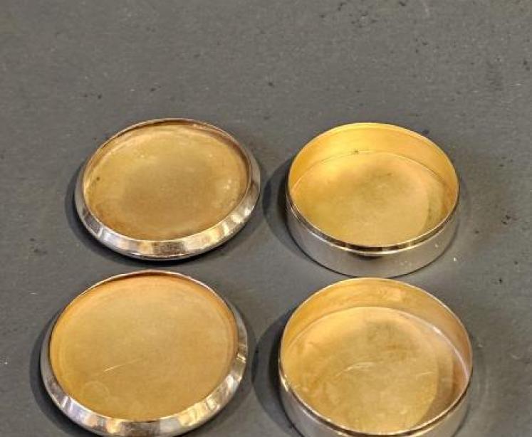 Matching Pair of Silver and Blue Engine Turned Enamel Pill Boxes - Image 5