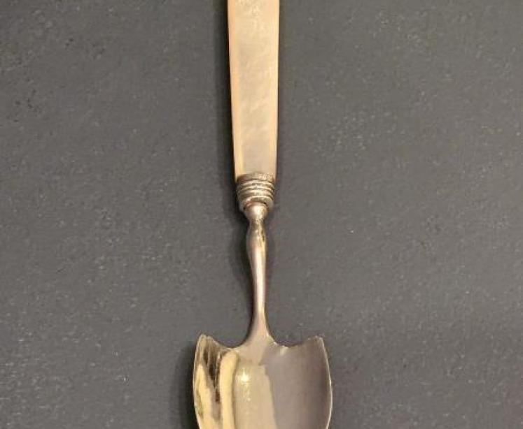 George III Silver Cheese Scoop - Image 1