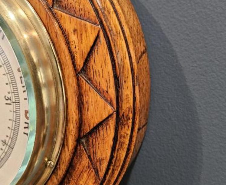 Victorian Oak Starburst Banjo Barometer - Image 4