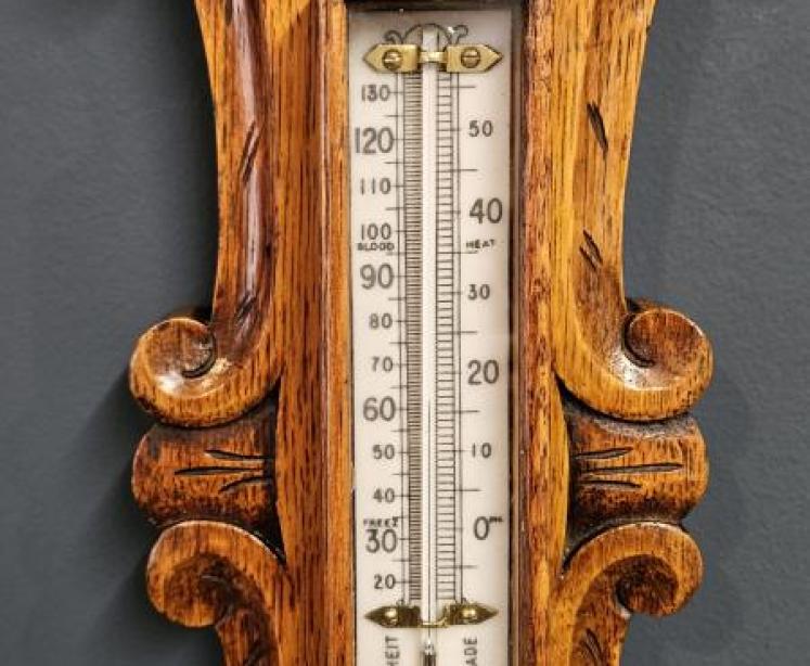 Victorian Oak Starburst Banjo Barometer - Image 5
