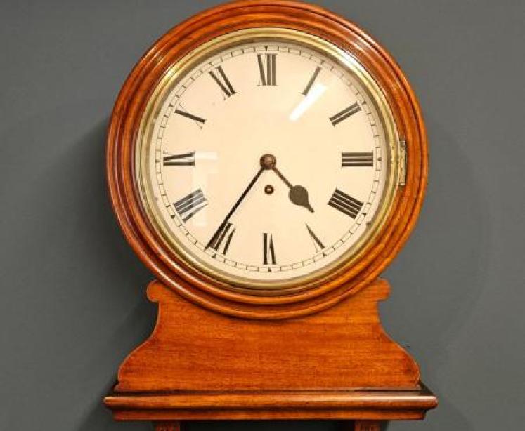 Victorian 8 Day Single Fusee Drop Dial Wall Clock  - Image 1