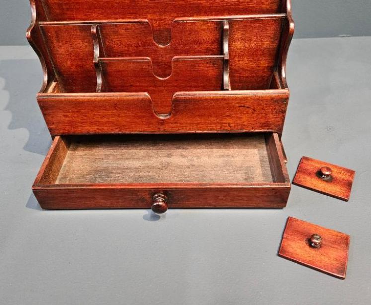 Early Victorian Mahogany Waterfall Stationery Rack - Image 3