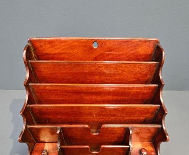 Early Victorian Mahogany Waterfall Stationery Rack - Image 4