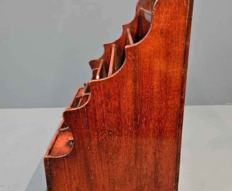 Early Victorian Mahogany Waterfall Stationery Rack - Image 5