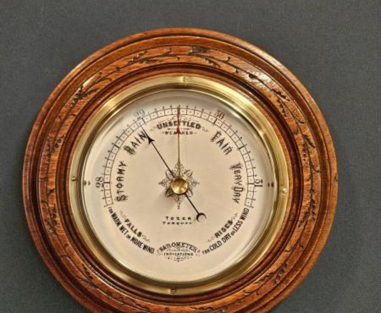 Victorian Oak Case Torquay Aneroid Barometer - Image 1