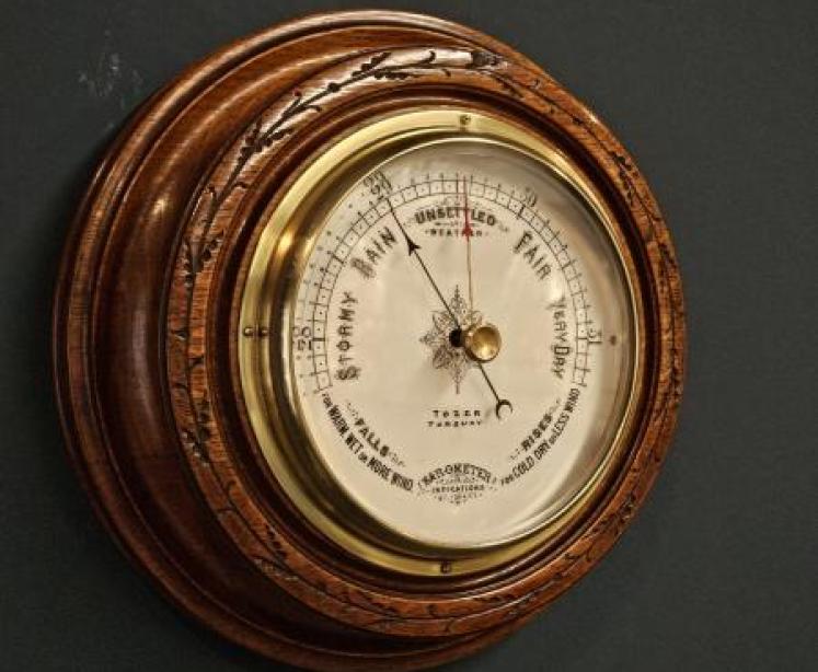 Victorian Oak Case Torquay Aneroid Barometer - Image 2