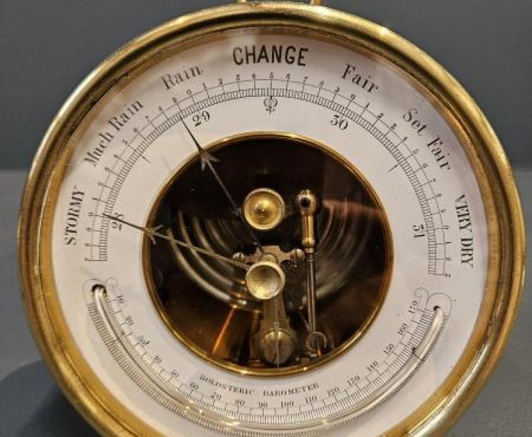 Victorian Marine Barometer and Oak Stand - Image 4