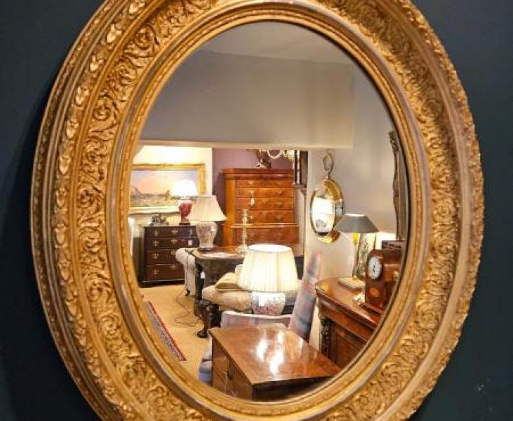 Victorian Timber Gilt Oval Mirror - Image 2
