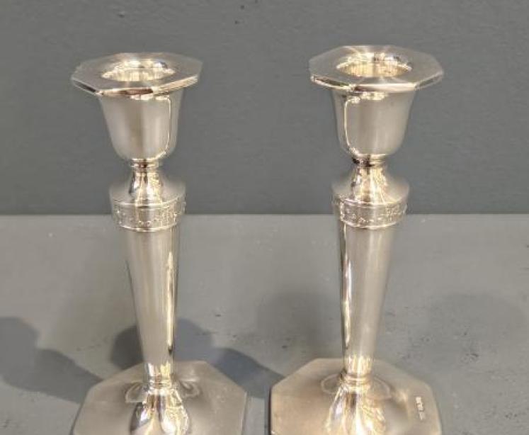 Pair of George V Silver Candlesticks  - Image 1