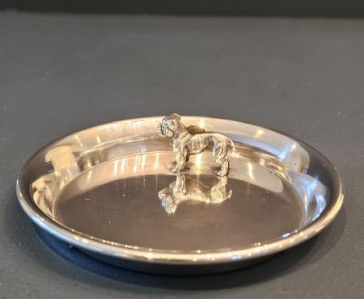 Unusual Silver Bulldog Pin Cushion and Pin Tray - Image 1