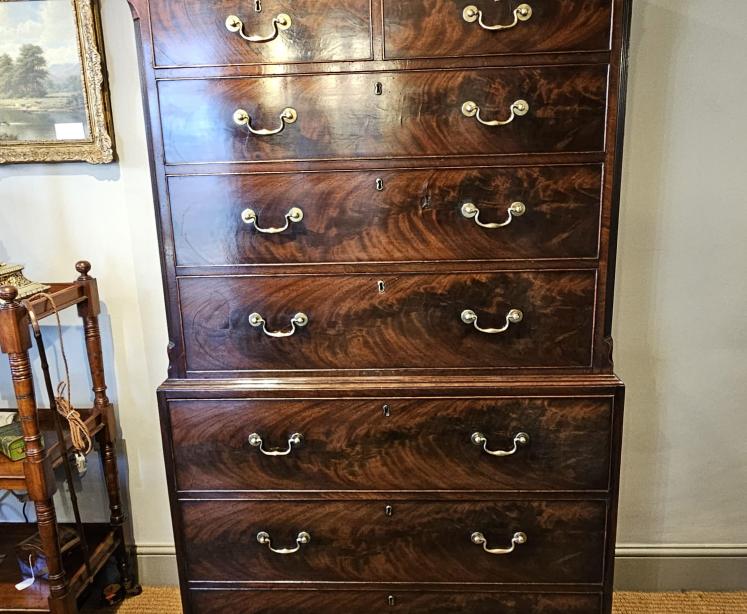 George III Mahogany Secretaire Chest on Chest - Image 5