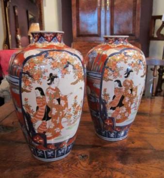 Superb Pair of 19th Century Porcelain Japanese Vases