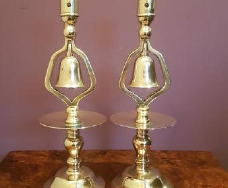 Pair of George III Brass Tavern Candlesticks - Image 1