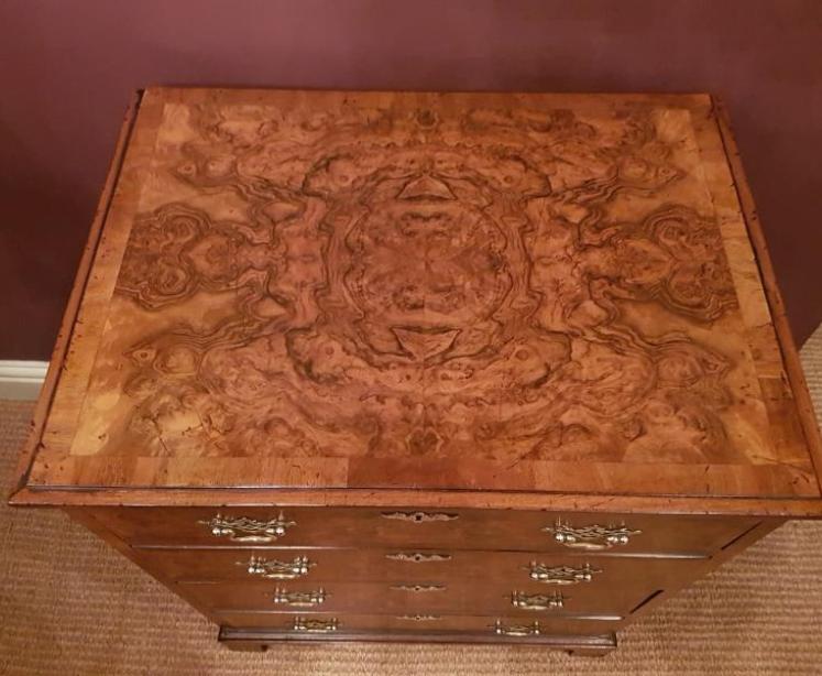 Superb Small Victorian Burr Walnut Chest of Drawers - Image 2
