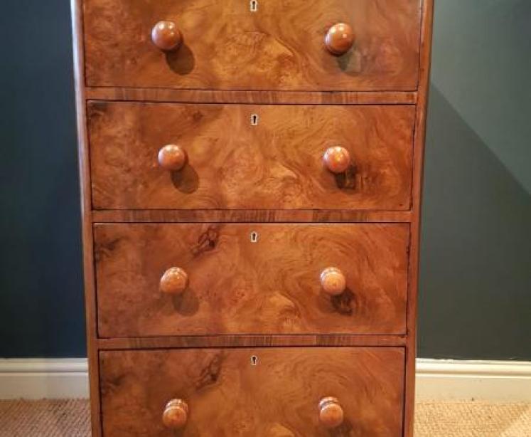 Fine Quality Mid Victorian Burr Walnut Tallboy Chest - Image 1