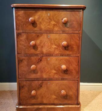Fine Quality Mid Victorian Burr Walnut Tallboy Chest