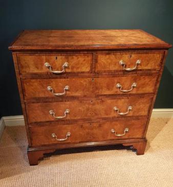 Superb George III Burr Walnut Chest of Drawers