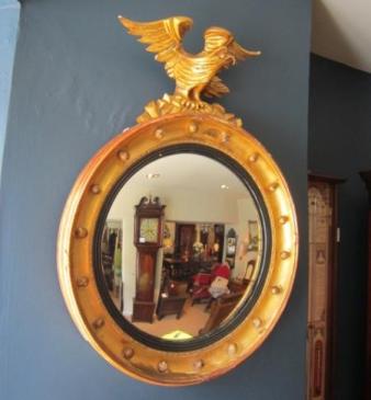 Original Regency Timber Gilt Convex Wall Mirror