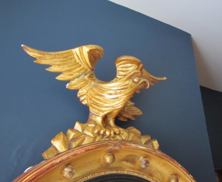 Original Regency Timber Gilt Convex Wall Mirror - Image 2