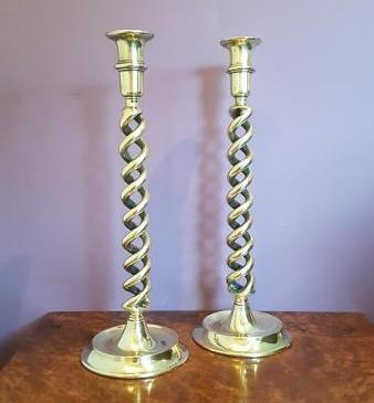Pair of Victorian Barley Twist Candlesticks