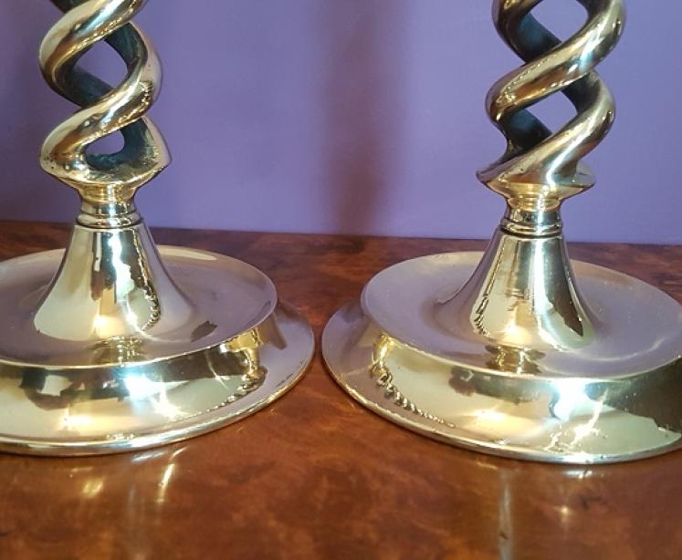 Pair of Victorian Barley Twist Candlesticks - Image 3