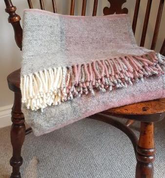 Tweedmill Block Check Dusky Pink & Grey Throw OUT OF STOCK