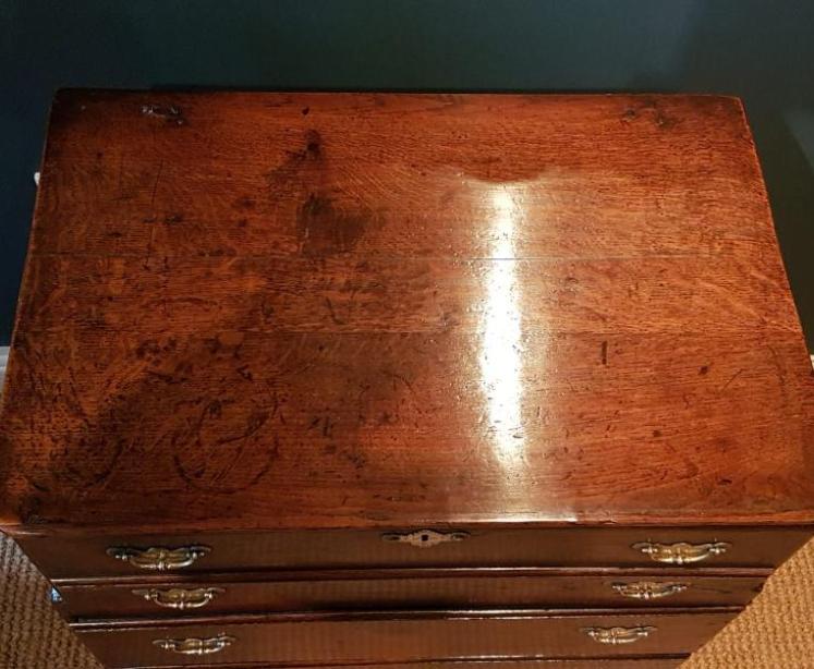 George I Period Antique Oak Silver Chest - Image 2