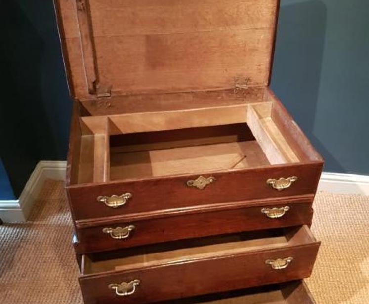 George I Period Antique Oak Silver Chest - Image 3