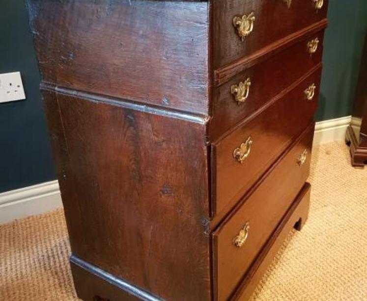 George I Period Antique Oak Silver Chest - Image 4