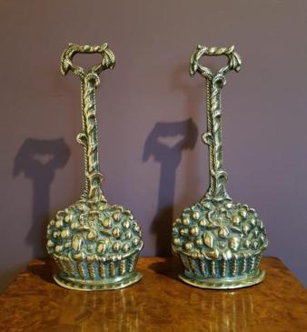 Pair Victorian Country House Cast Brass Door Stops