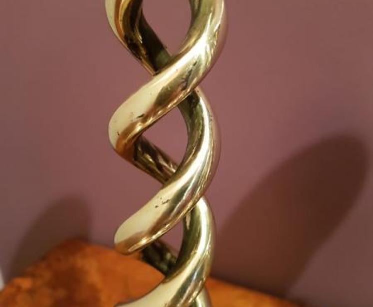 Pair of Victorian Brass Barley Twist Candlesticks - Image 4