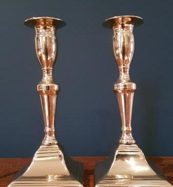 Pair of Fine George III Seamed Brass Candlesticks