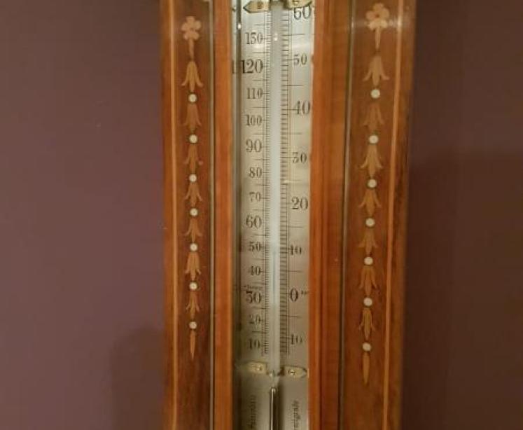 Superb Quality Antique Rosewood Sheraton Inlaid Barometer - Image 3