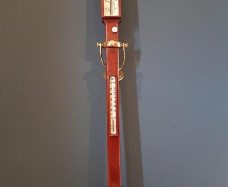 Superb Antique Mahogany Marine Stick Barometer on Gimble - Image 1