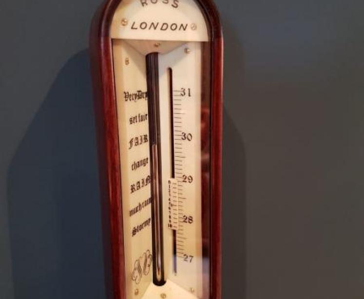 Superb Antique Mahogany Marine Stick Barometer on Gimble - Image 2