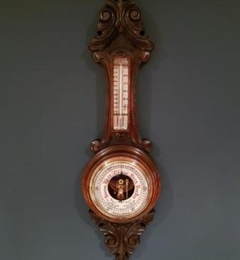 Superb Small Banjo Barometer with Skeletonised Movement