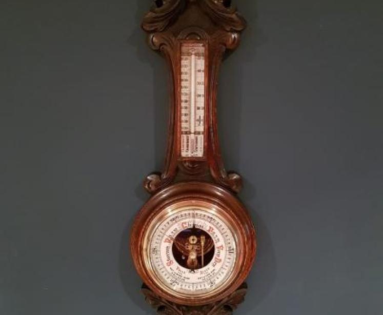 Superb Small Banjo Barometer with Skeletonised Movement - Image 1