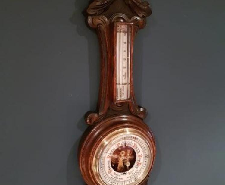 Superb Small Banjo Barometer with Skeletonised Movement - Image 5