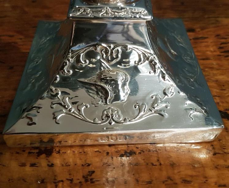 Pair of Antique Solid Silver Candlesticks  - Image 7