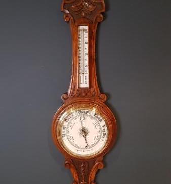 Victorian Carved Oak Banjo Barometer