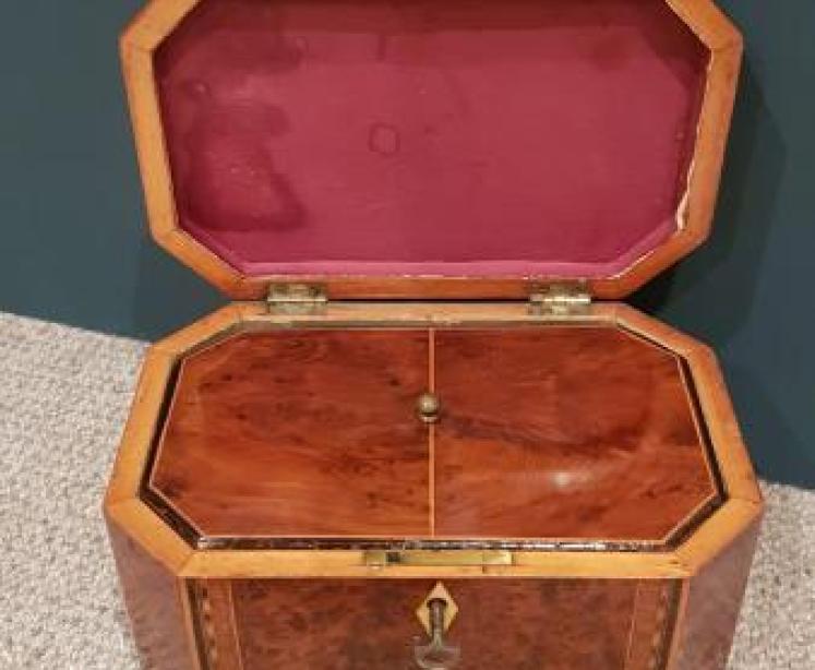 Superb Antique Regency Burr Yew Tea Caddy - Image 5