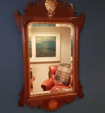 Antique Mahogany Sheraton Inlaid Wall Mirror