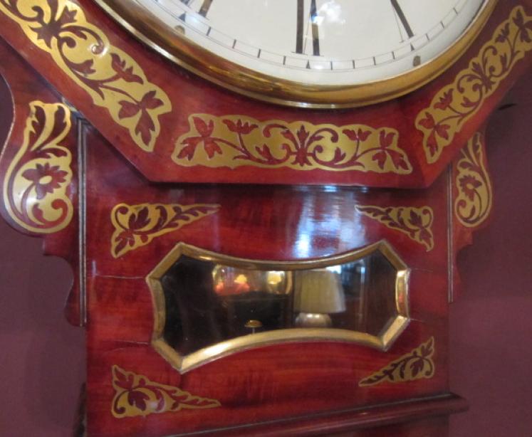 Superb Regency Brass Inlaid Double Fusee Wallclock - Image 2