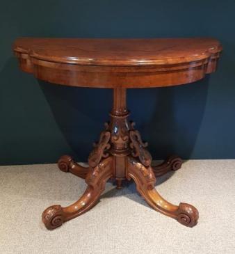 Fine Quality Victorian Burr Walnut Fold Over Top Table