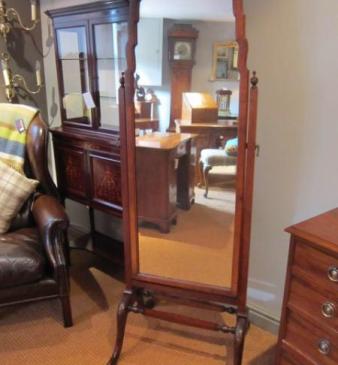 Fine George II Style Walnut Cheval Mirror