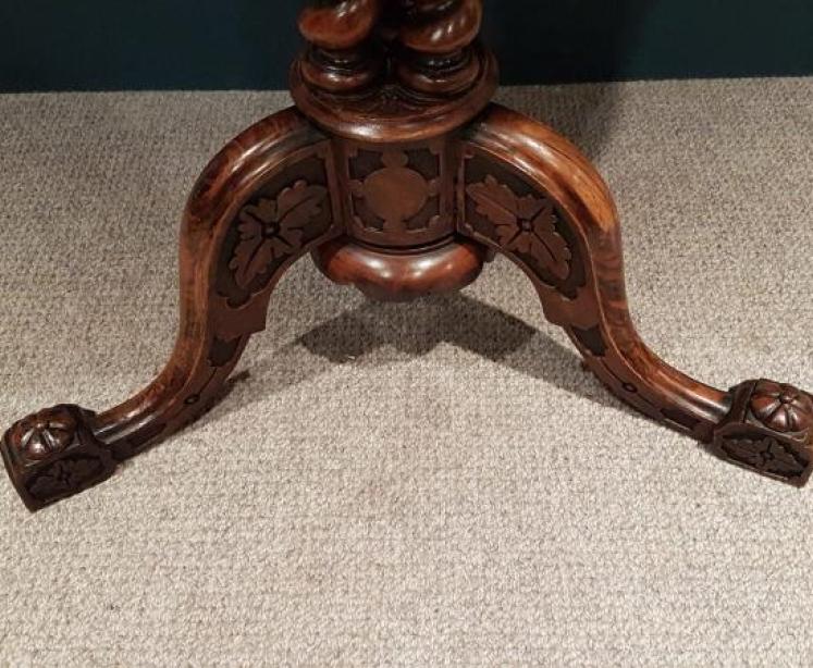Superb Mid Victorian Burr Inlaid Walnut Lamp Table - Image 4