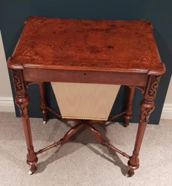 Fine Quality Mid Victorian Burr Walnut Work Table