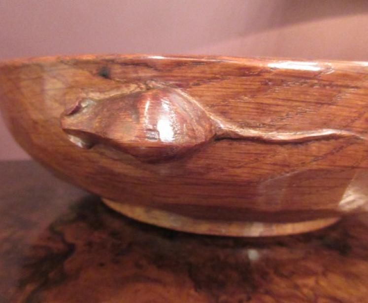 Early Mouseman Adzed Oak Fruit Bowl - Image 6