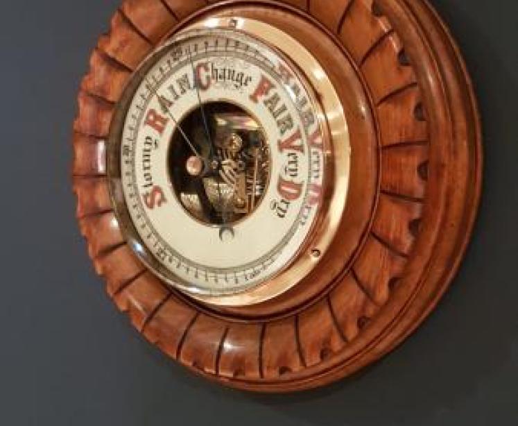 Antique Victorian Walnut Cased Barometer - Image 2